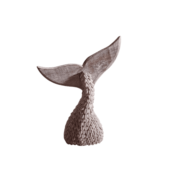 Wooden Fish Tail Shell Statue