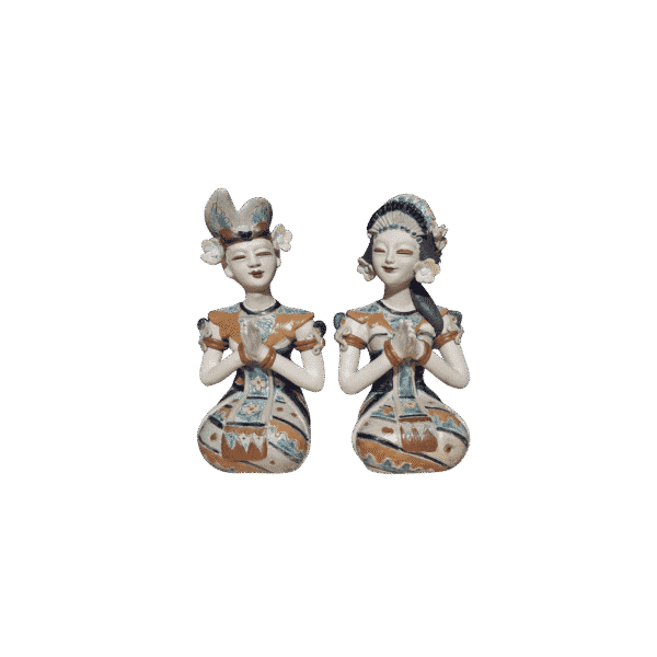 Balinese Couple Ceramic Statue Set
